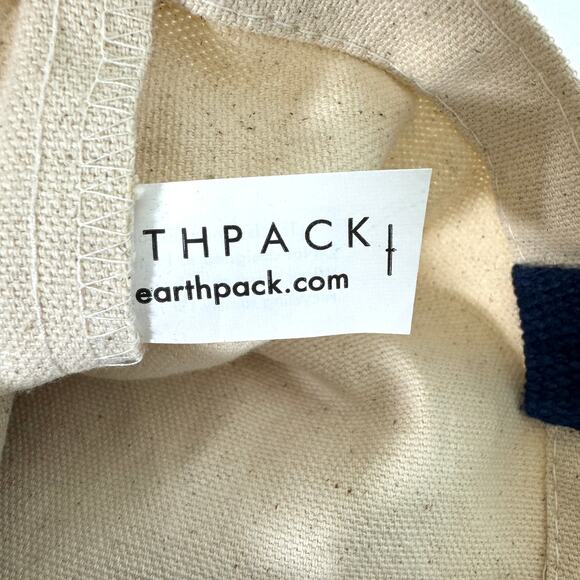 Faherty Canvas Lightweight Reusable Tote Bag Branded Cream Blue - Picture 7 of 8